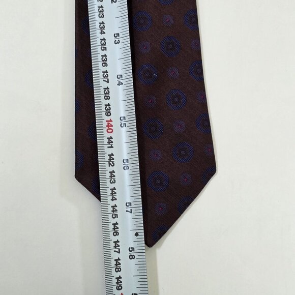Pierre Balmain Silk Tie Brown Geo Circles Print Party Canada W 3 L 58 inches - Picture 7 of 13